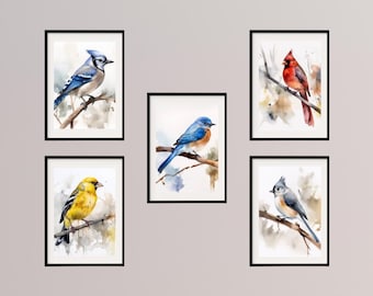 Set of 5 Watercolor Bird Prints of Audubon Birds of America Nature-Inspired Artwork Gift for Bird Lover Nature Art for Home Decor
