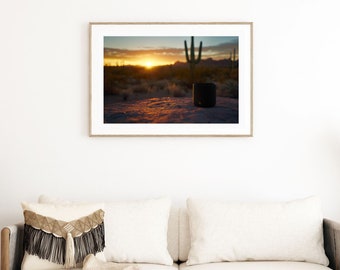 Sonoran Desert Art for Southwest Decor Desert Sunset Painting Saguaro Cactus Art Nature Inspired Artwork for Living Room Nature Lover Gift