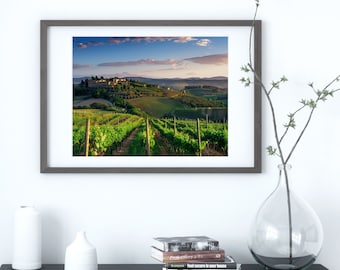 Italiaanse landschapskunst voor woonkamer Toscaanse wijngaard kunst aan de muur voor eetkamer Toscaanse plattelandskunst voor Toscaans decor glooiende heuvels kunst