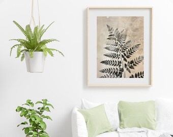 Fern Illustration Minimalist Botanical Art Gift for Plant Lover Fern Leaf Wall Art for Living Room Vintage Botanical Print Gift for Botanist
