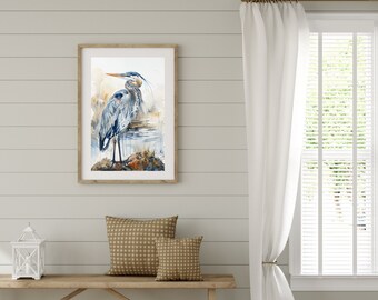Impresión de garza azul grande de Audubon Bird of America, obra de arte inspirada en la naturaleza, regalo para amantes de las aves, arte natural para la decoración del hogar