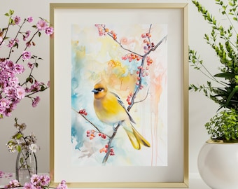 Cedar Waxwing Watercolor Bird Print of Audubon Bird of America Nature-Inspired Artwork Gift for Bird Lover Nature Art for Home Decor