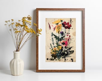 Vintage Wildflower Print Retro Flower Poster Botanical Artwork for Living Room Wildflower Illustration Gift for Flower Lover Floral Decor