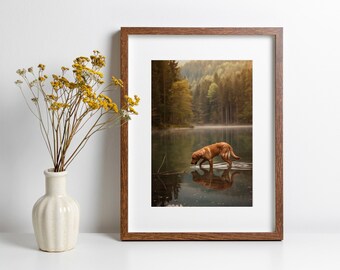 Golden Retriever Art Gift for Dog Lover Dog in Nature Art Nature Inspired Artwork for Cabin Decor Nature Lover Gift Wilderness Art