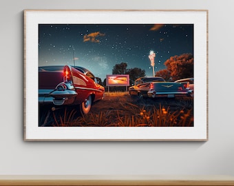Vintage Classic Cars for Retro 1950s Decor Vintage Drive In Retro Car Art Garage Decor Car Lover Gift Vintage Car Art Car Enthusiast Gift