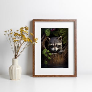 Raccoon Photography Animal Lover Gift Woodland Animal Print Nature Inspired Artwork for Living Room Wildlife Photography Wildlife Art