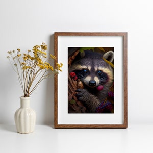 Raccoon Photography Animal Lover Gift Woodland Animal Print Nature Inspired Artwork for Living Room Wildlife Photography Wildlife Art
