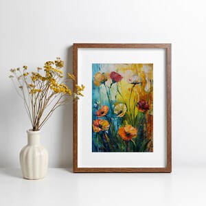 Abstract Wildflower Painting Colorful Flower Artwork in Vibrant Bold Colors Nature-Inspired Botanical Print for Modern Home Decor