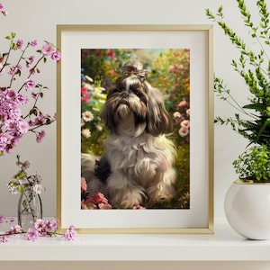 Shih Tzu Art Gift for Dog Lover Shih Tzu Print Dog Portrait Art Gift for Dog Mom Cute Pet Portrait Regal Dog Portrait Pet Owner Gift