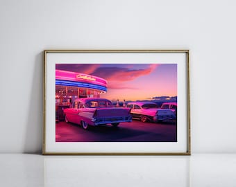 Vintage Classic Car for Retro 1950s Decor Retro Diner Art for Kitchen Decor Classic Car Art for Car Lover Gift Vintage Car Art Garage Decor
