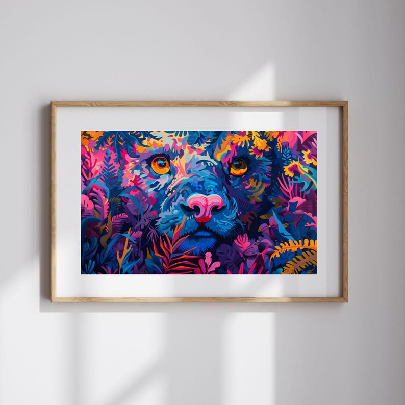 Colorful Animal Art Print With Vibrant Bright Colors Botanical ...
