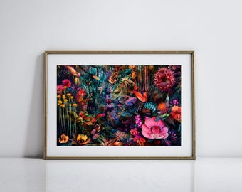 Arte abstracto botánico para una decoración maximalista del hogar Impresión botánica tropical Arte natural para una decoración modernista del hogar Regalo para amantes de la naturaleza