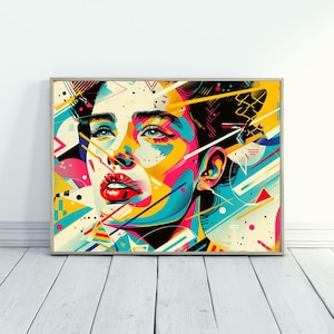 Female Portrait Maximalist Art Women&#39;s Portrait Art Unique Gift for Women Retro Poster Art Modern Home Decor Feminine Wall Art Bedroom
