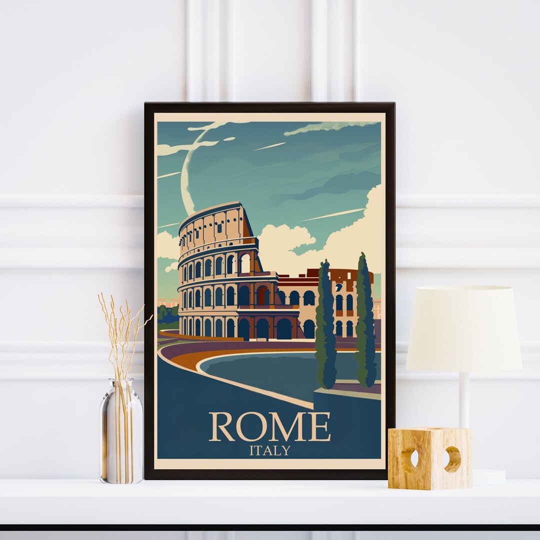 Roman Architecture Art Antique Travel Poster of Rome Colosseum Historic ...