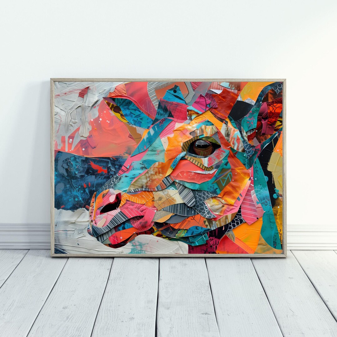 Abstract Animal Artwork Wild Animal Portrait Mixed Media Art Vibrant