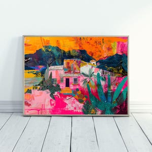 Desert Landscape Art for Southwest Home Decor Desert Sunset Painting Gift for Nature Lover Colorful Abstract Art Eclectic Maximalist Decor