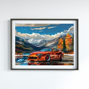 Toyota Supra MK4 JDM Poster for Garage Art Motorsports Gift for Car Enthusiast Classic Car Poster for Office Car Lover Gift Car Illustration