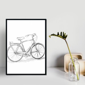 Elegant Bicycle Drawing Wall Art Modern Sleek Line Art Minimalist Cycling Print Framed Artwork for Home Decor Perfect Gift for Cyclists