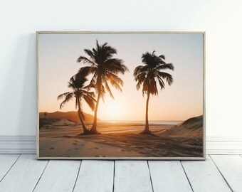 Strandkunstwerk voor strandhuisdecor of cadeau oceaanliefhebbers tropisch paradijs kustmuurkunst voor woonkamer serene oceaan zonsondergang fotografie