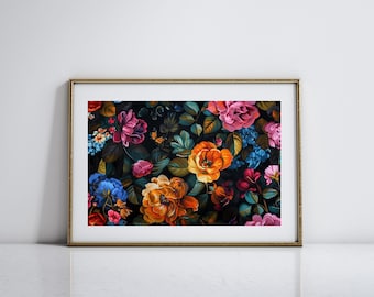 Vintage Blumen Wand Kunst Geschenk für Blumen Liebhaber Bunter Blumen Druck für Maximalist Wohnkultur Antike botanische Druck Geschenk für Natur Liebhaber
