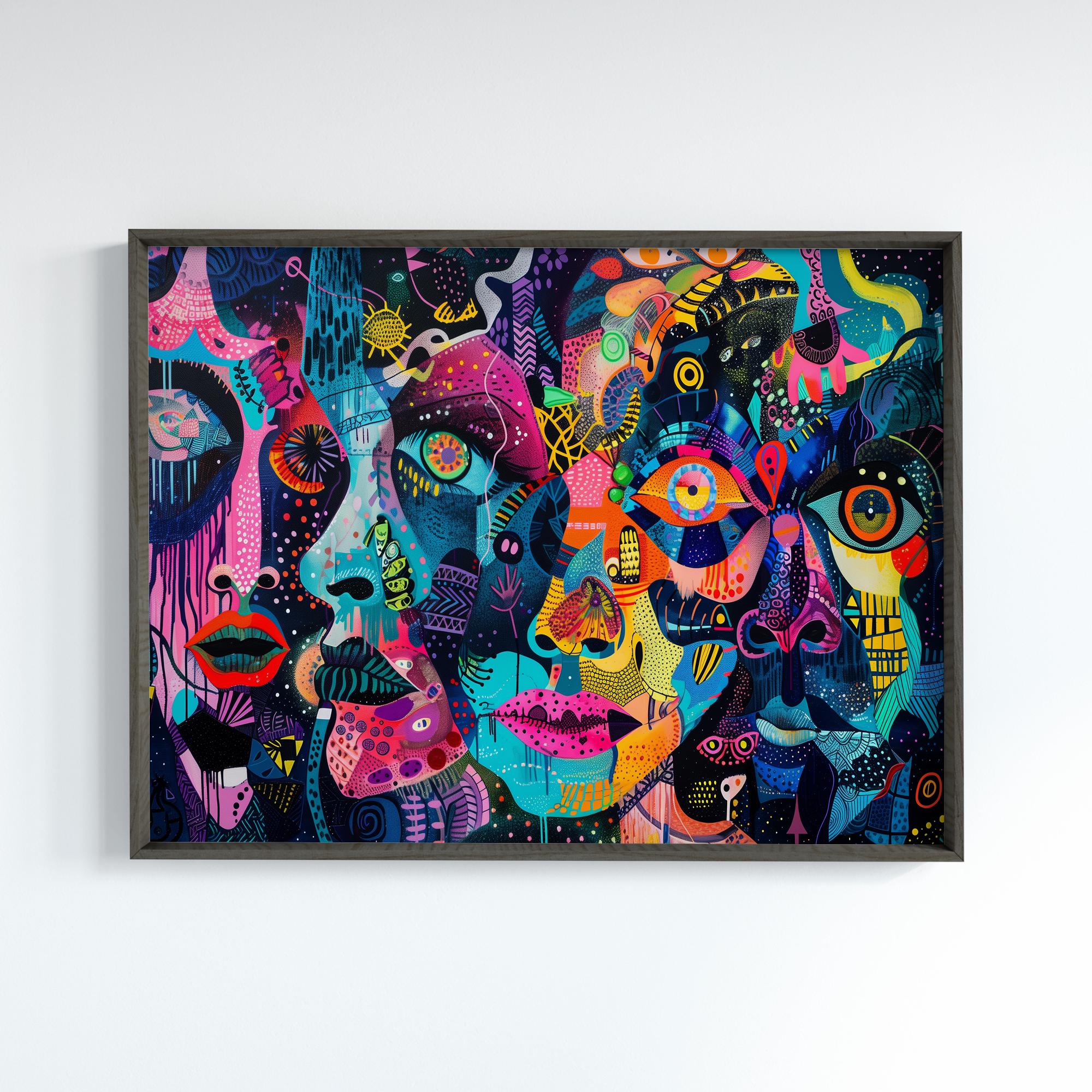 Abstract Face Art of Female Portrait Poses Abstract Chaotic Art in