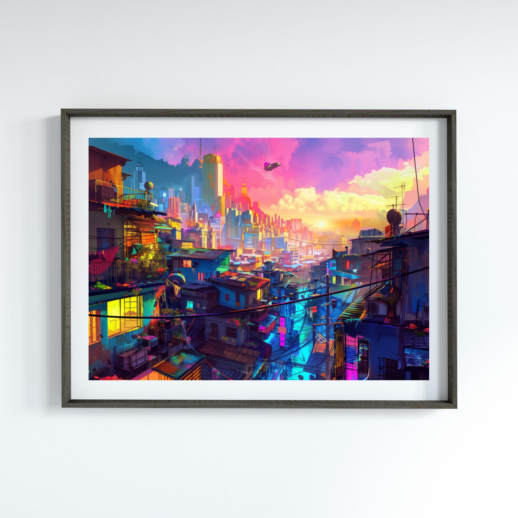 Futuristic Cityscape Modern City Art Colorful Abstract Art for Modern ... - Urban Futuristic Artwork For Home