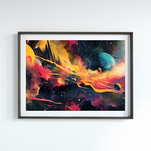 Outer Space Art Gift for Space Lover Cosmic Artwork for Astronomy Lover Outer Space Wall Decor for Teens Room Colorful Abstract Art