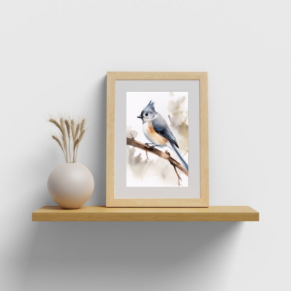 Tuft Titmouse Print, Bird Watercolor Painting, Wildlife Bird Painting, Audubon Print, Wall Art, Bird Lovers, Nature-inspired Art, Wall Decor