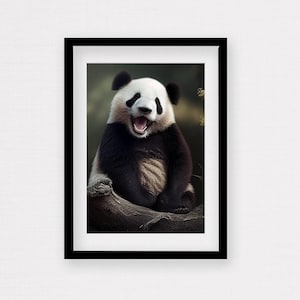 Panda Artwork for Wildlife Decor Cute Animal Wall Art Nature Inspired Artwork Gift for Nature Lover Whimsical Nature Art for Living Room