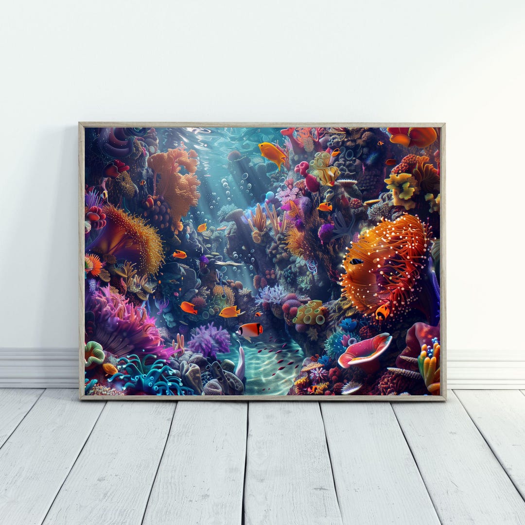 View of Underwater Artwork for Aquatic Home Decor Ocean Lover Gift Marine Life ...