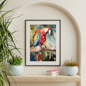 Macaw Parrot Watercolor Bird Print of Color Tropical Bird Nature-Inspired Artwork Gift for Bird Lover Nature Art for Home Decor