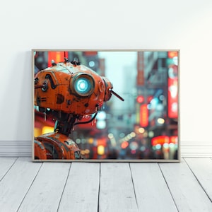 Futuristic Robot Poster for Futuristic Home Decor Robot Wall Art for Sci-Fi Home Decor Retro-Futuristic Art AI Robot Artwork