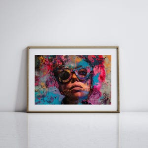 Abstract Woman Portrait Mixed Media Portrait for Maximalist Home Decor Colorful Abstract Artwork for Modernist Home Decor Housewarming Gift