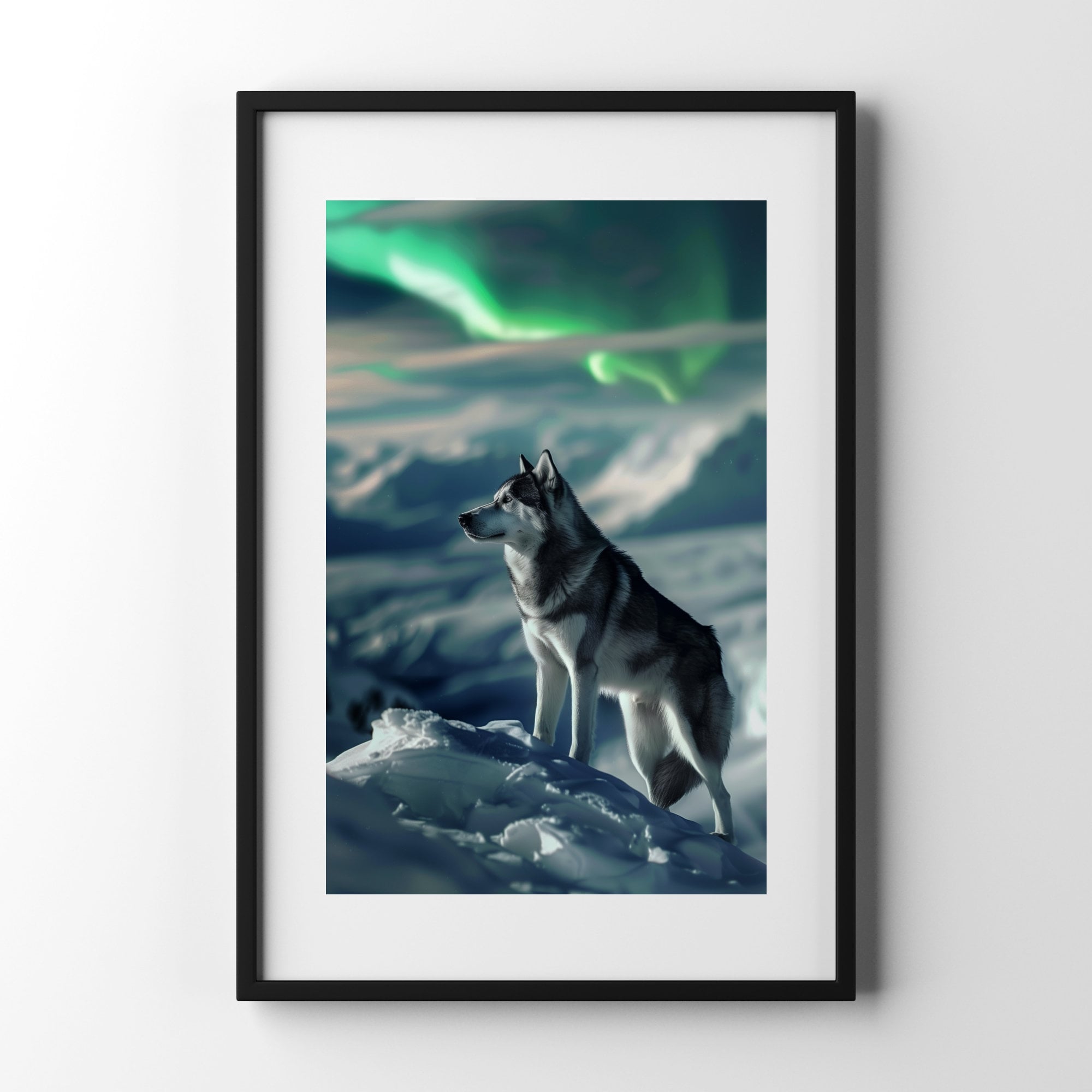 Siberian Husky Art Dog Lover Gift Northern Lights Artwork Snowy