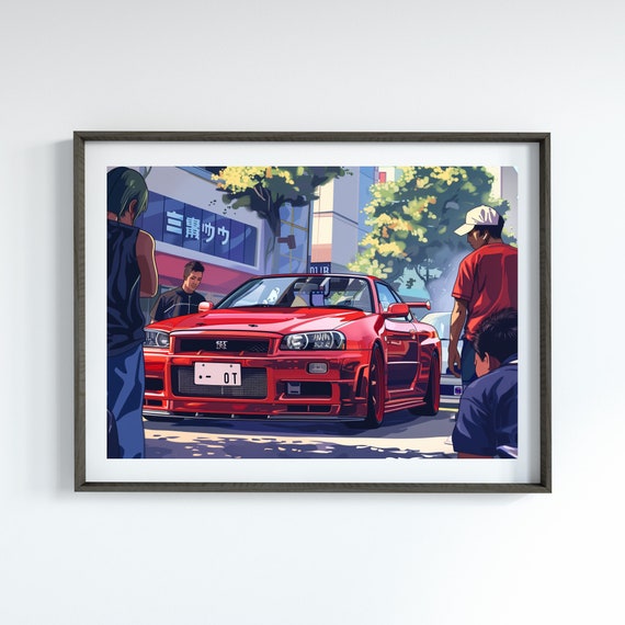 Nissan Skyline GTR R34 JDM Legends Poster Garage Art Motorsports