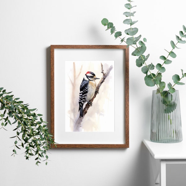 Flaumspecht Druck, Vogel Aquarell Malerei, Tier Vogel Malerei, Audubon Druck, Wandkunst, Vogelliebhaber, Natur-inspiriert, Wand-Dekor