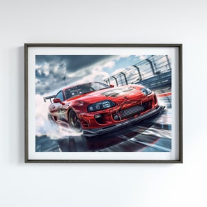 Toyota Supra MK4 JDM Poster for Garage Art Motorsports Gift for Car Enthusiast Classic Car Poster for Office Car Lover Gift Car Illustration
