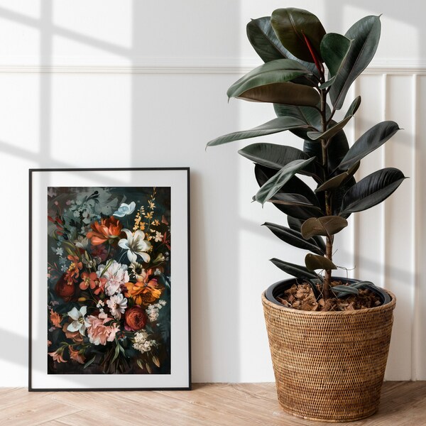 Romantic Floral, Flower Bouquet, Seasonal Blooms, Botany Print, Nature Photography, Vibrant Colors, Plant Lovers Gift, Elegant Home Decor