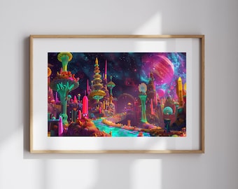 Abstract Space Art Gift for Space Lover Cosmic Artwork for Astronomy Lover Outer Space Wall Decor for Teens Room Colorful Abstract Art
