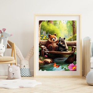Illustrazione di un grazioso animale del bosco Stampa per la cameretta del bambino del bosco per la decorazione della cameretta del bambino Arte degli animali della foresta Animali del bosco stravaganti Arte murale di animali carini