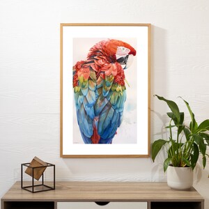 Macaw Parrot Watercolor Bird Print of Color Tropical Bird Nature-Inspired Artwork Gift for Bird Lover Nature Art for Home Decor