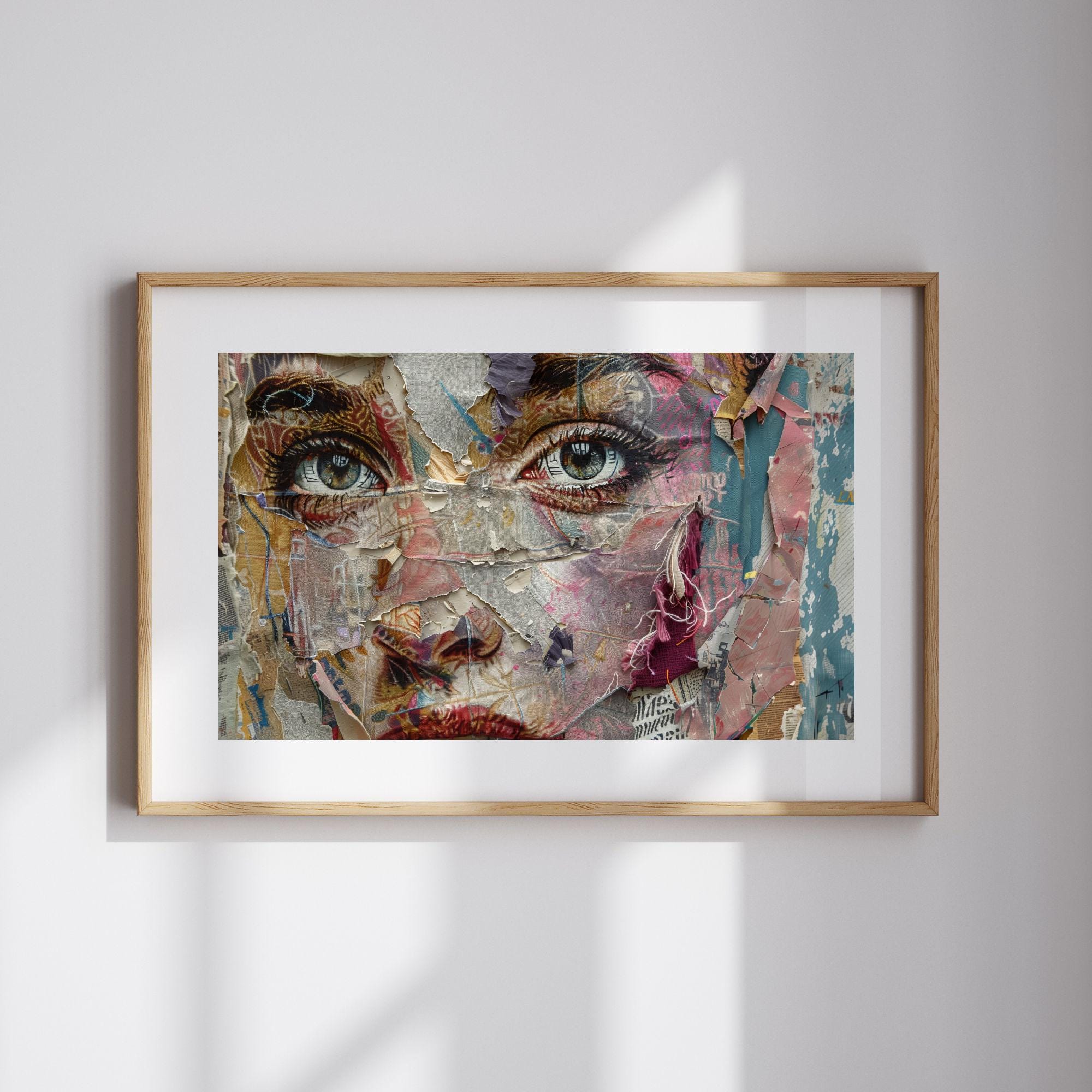 抽象的な女性の肖像画 折衷的なマキシマリストの装飾のためのミックス