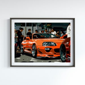 Toyota Supra MK4 JDM Poster for Garage Art Motorsports Gift for Car Enthusiast Classic Car Poster for Office Car Lover Gift Car Illustration