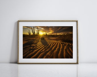 Sonoran Desert Art for Southwest Decor Desert Sunset Painting Saguaro Cactus Art Nature Inspired Artwork for Living Room Nature Lover Gift