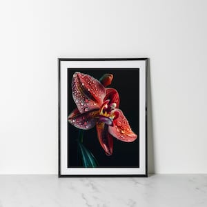 Orchid Print Gift for Plant Lover Botanical Artwork Purple Orchid Plant Moody Art Hyper Realistic Art Elegant Home Decor Nature Lover Gift