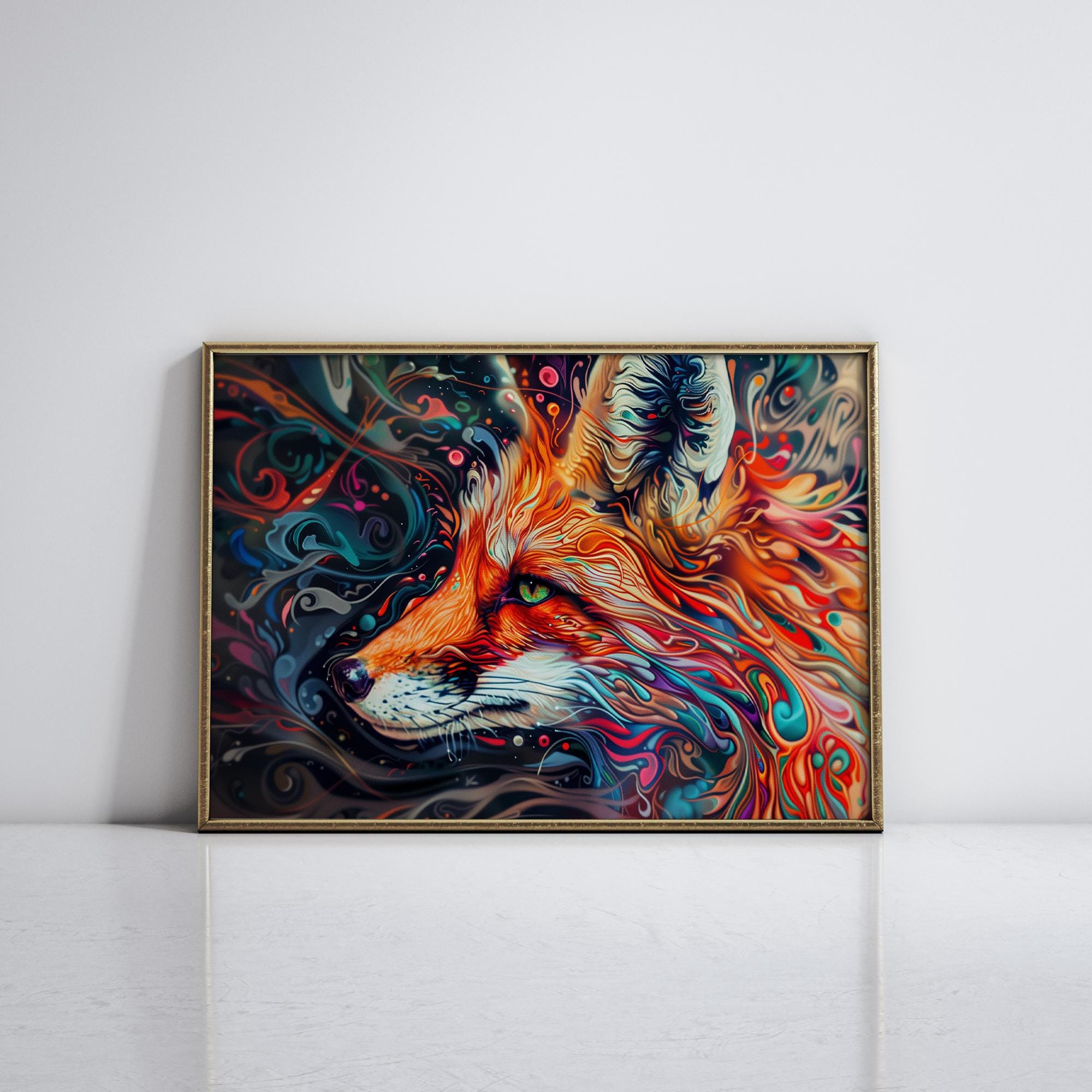Abstract Fox Art Woodland Animal Wall Art Gift for Nature Lover