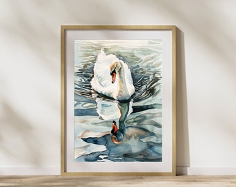 Swan Watercolor Bird Print of Audubon Bird of America Nature-Inspired Artwork Gift for Bird Lover Nature Art for Home Decor