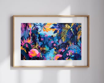 Arte abstracto botánico para una decoración maximalista del hogar Impresión botánica tropical Arte natural para una decoración modernista del hogar Regalo para amantes de la naturaleza