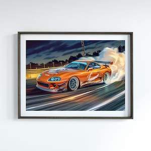 Toyota Supra MK4 JDM Poster for Garage Art Motorsports Gift for Car Enthusiast Classic Car Poster for Office Car Lover Gift Car Illustration