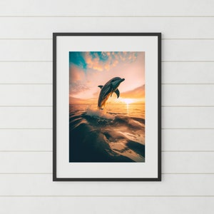 Dolphin Wall Art for Ocean Life Decor Dolphin Art Print Ocean Lover Gift Ocean Sunset Photo Marine Life Decor Nature Inspired Artwork